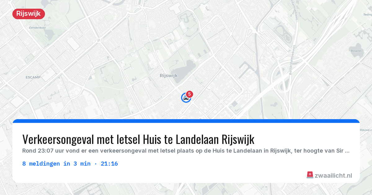 Kaart van de activiteitspiek bij Rijswijk