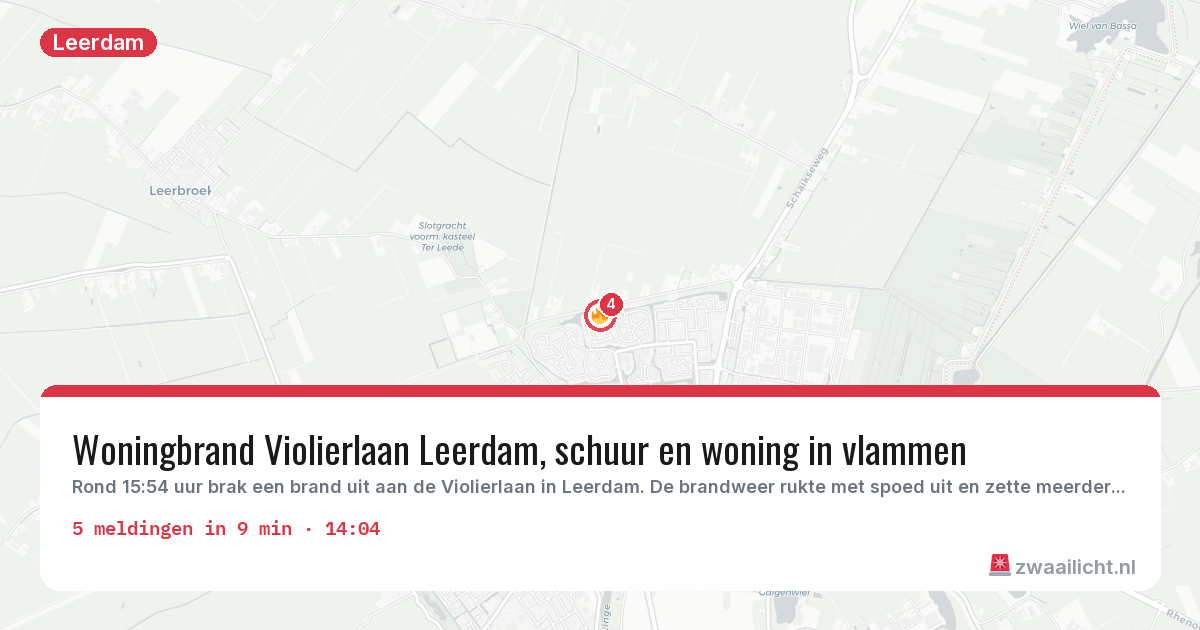 Kaart van de activiteitspiek bij Leerdam