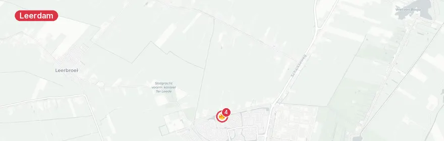 Kaart van Woningbrand Violierlaan Leerdam, schuur en woning in vlammen
