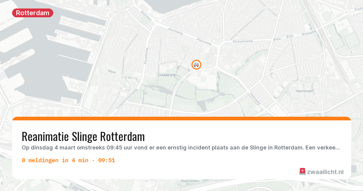 Kaart van de activiteitspiek bij Rotterdam