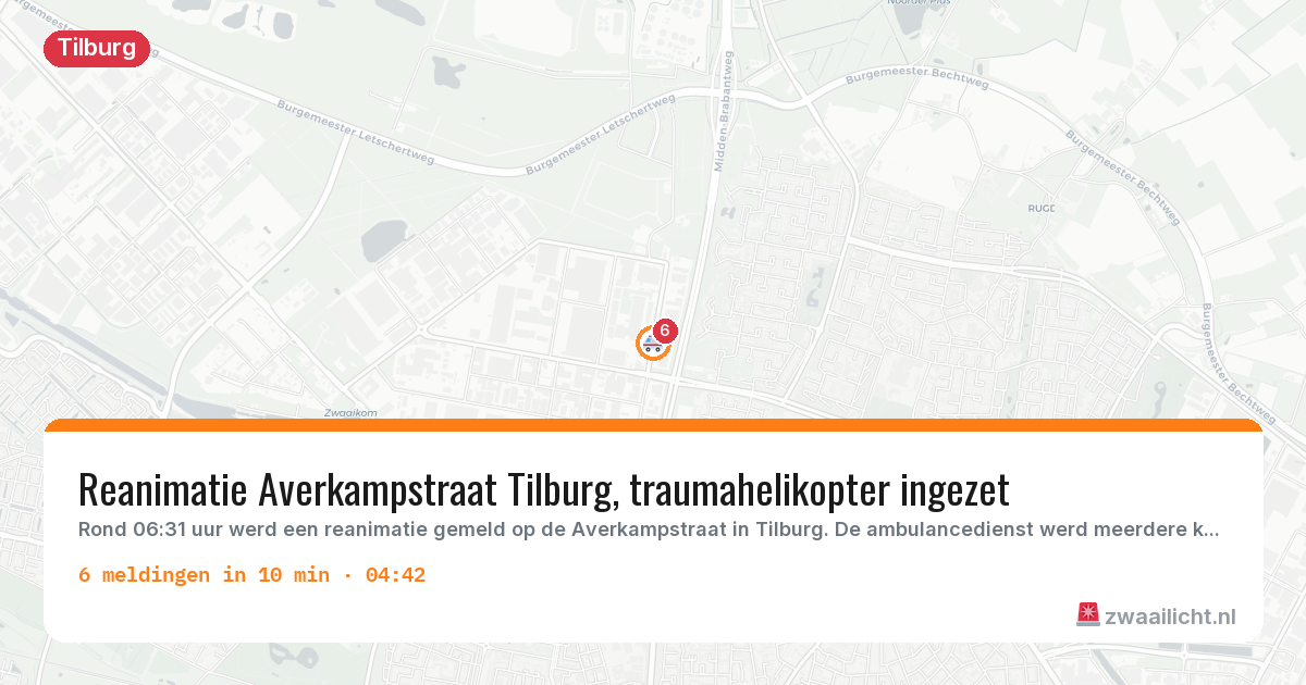 Kaart van de activiteitspiek bij Tilburg