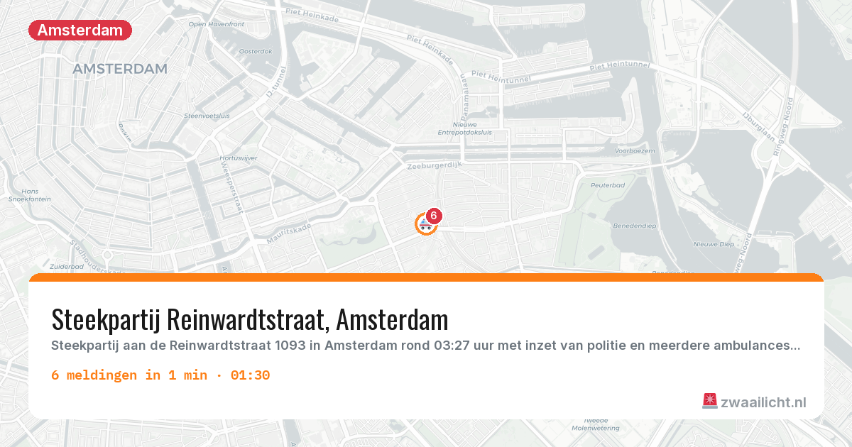 Kaart van de activiteitspiek bij Amsterdam
