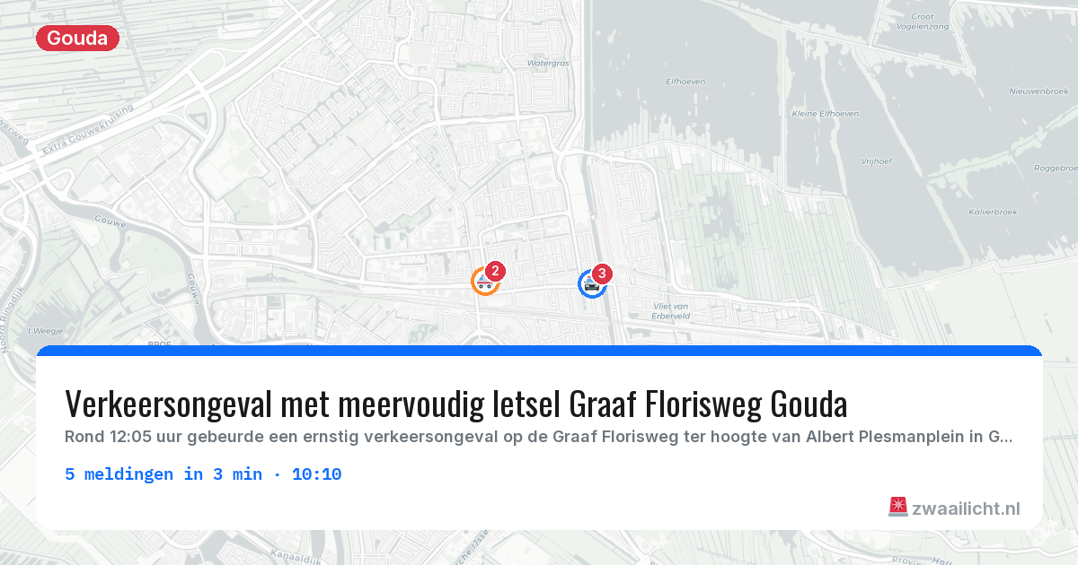 Kaart van de activiteitspiek bij Gouda