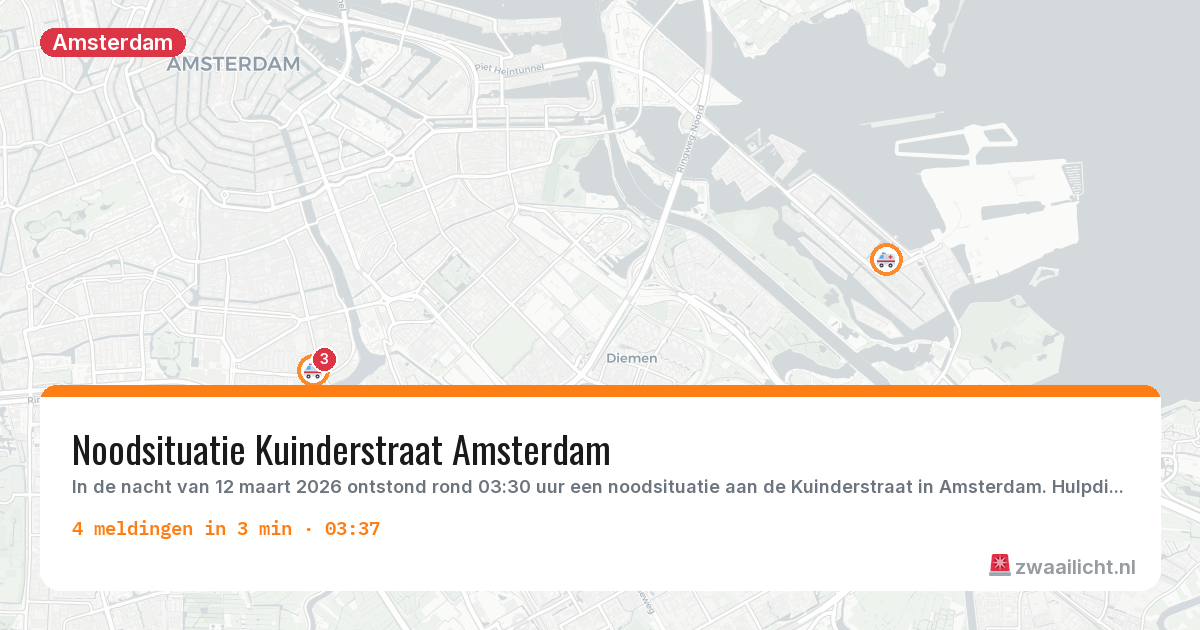 Kaart van de activiteitspiek bij Amsterdam