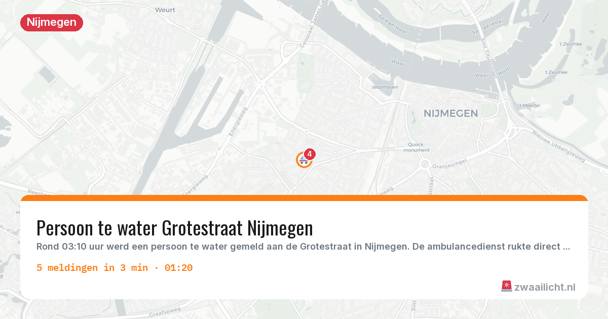 Kaart van de activiteitspiek bij Nijmegen