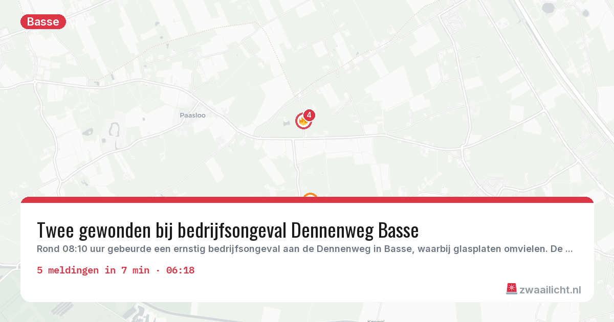 Kaart van de activiteitspiek bij Basse