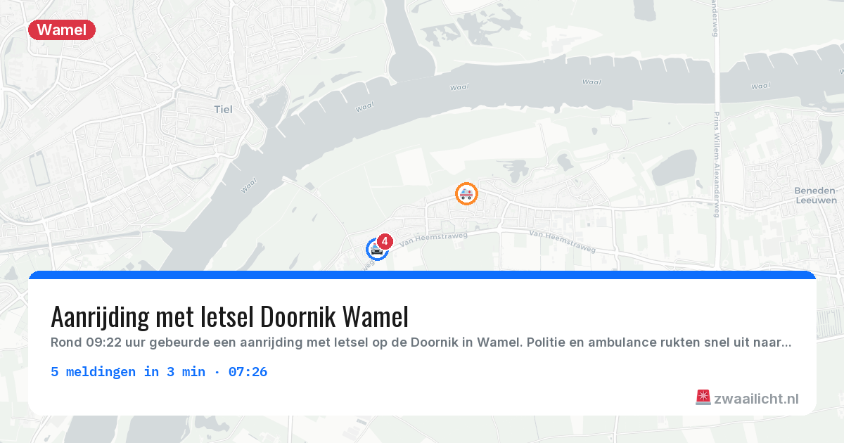 Kaart van de activiteitspiek bij Wamel