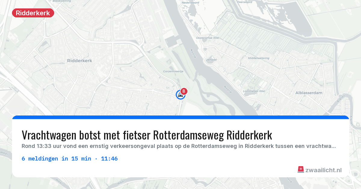Kaart van de activiteitspiek bij Ridderkerk