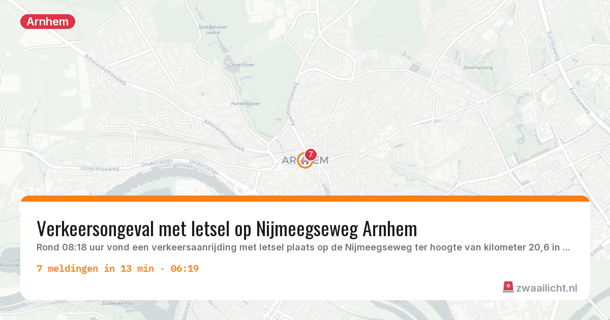 Kaart van de activiteitspiek bij Arnhem