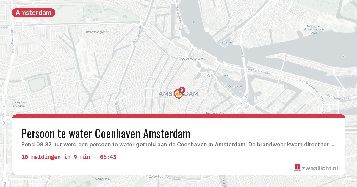 Kaart van de activiteitspiek bij Amsterdam