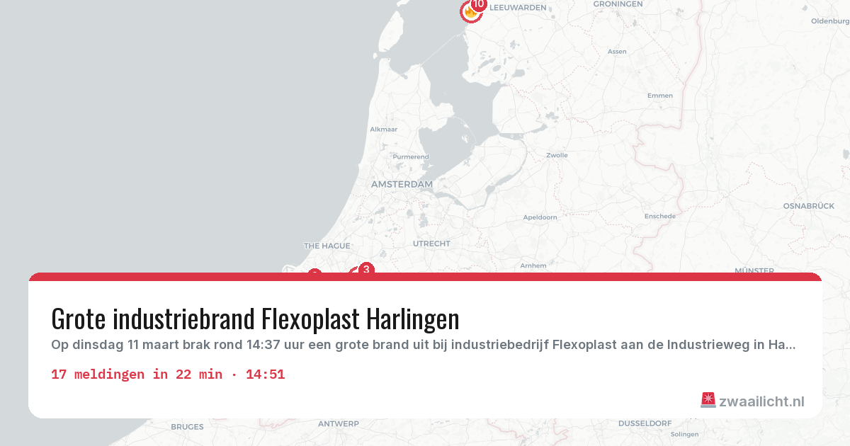Kaart van de activiteitspiek bij Brandweer