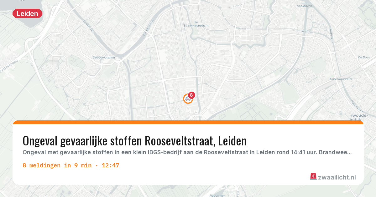 Kaart van de activiteitspiek bij Leiden
