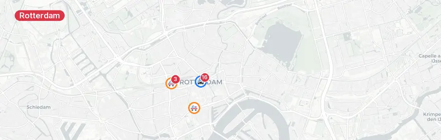 Kaart van Meerdere verkeersongevallen Rotterdam A15 en Rosestraat