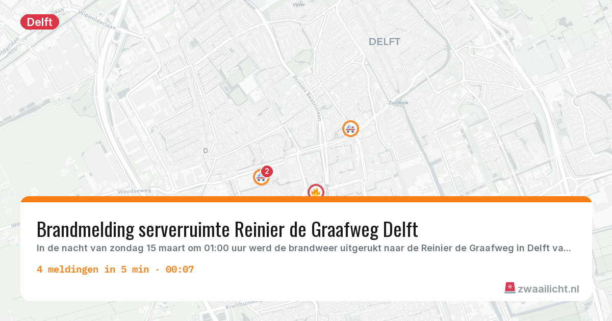 Kaart van de activiteitspiek bij Delft
