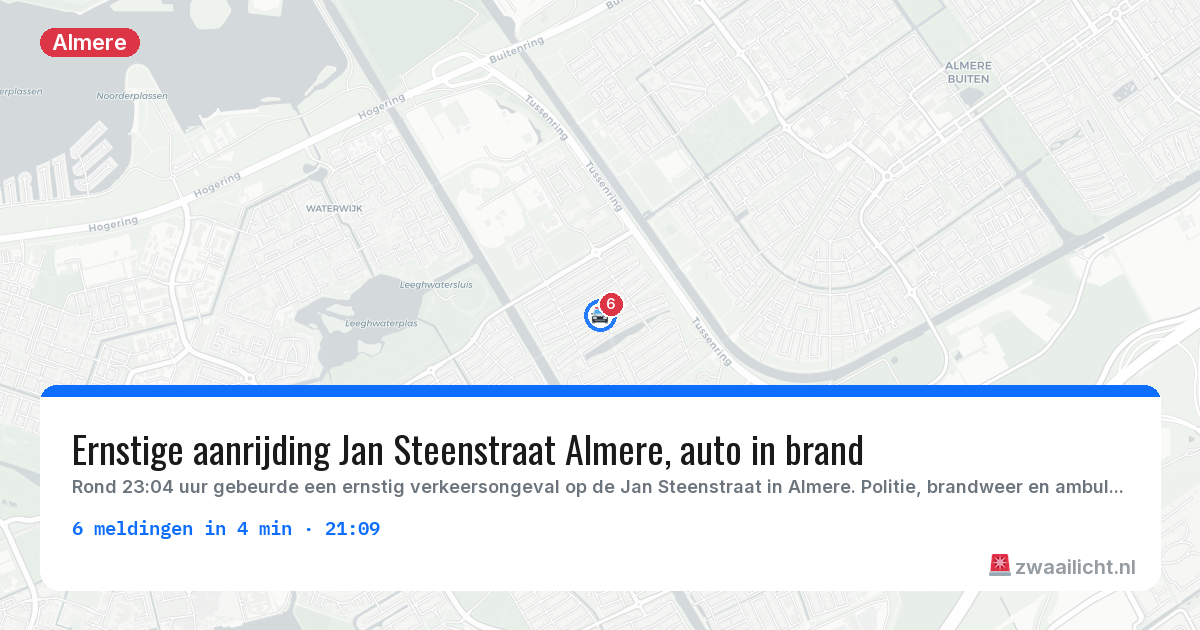 Kaart van de activiteitspiek bij Almere