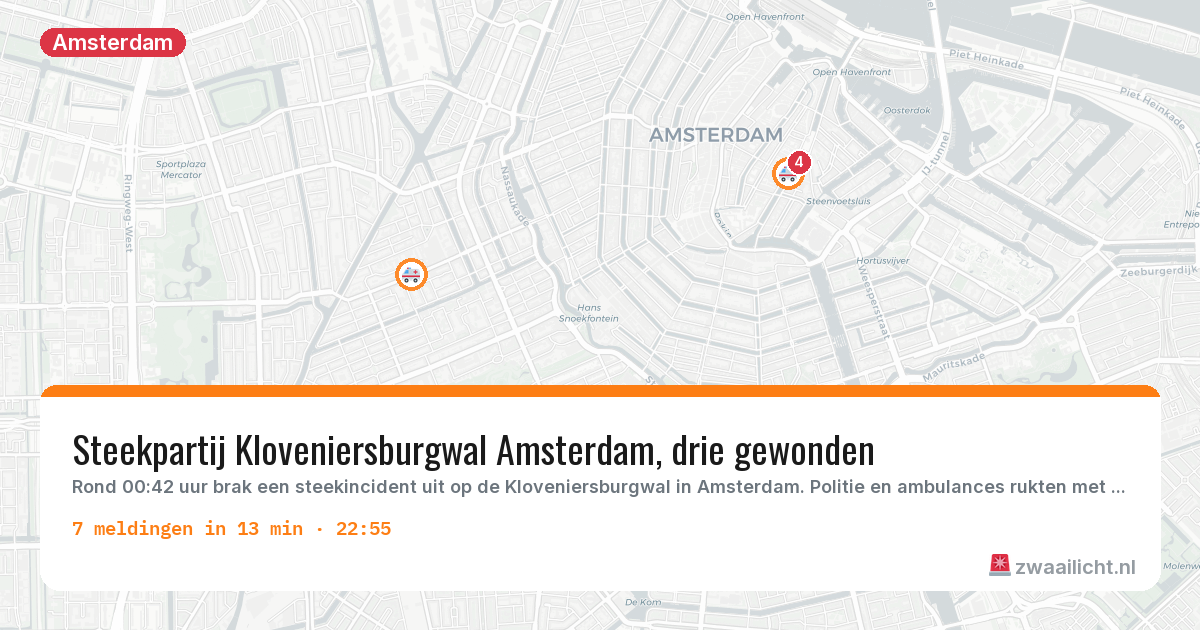 Kaart van de activiteitspiek bij Amsterdam