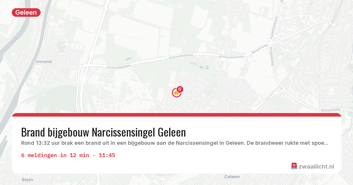 Kaart van de activiteitspiek bij Geleen
