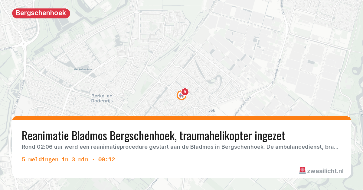 Kaart van de activiteitspiek bij Bergschenhoek