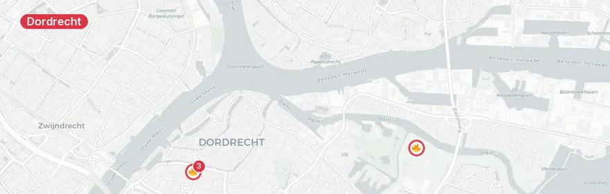 Kaart van Grote woningbrand Azijnplaats Dordrecht