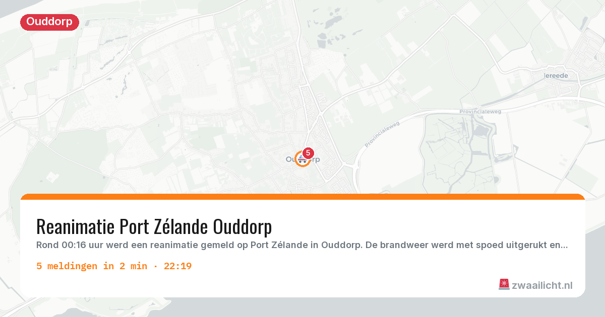 Kaart van de activiteitspiek bij Ouddorp