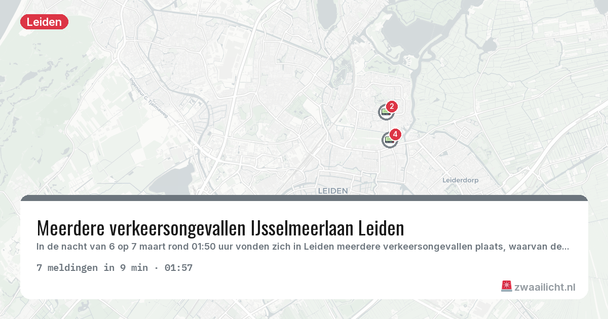 Kaart van de activiteitspiek bij Leiden