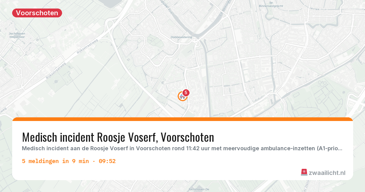 Kaart van de activiteitspiek bij Voorschoten