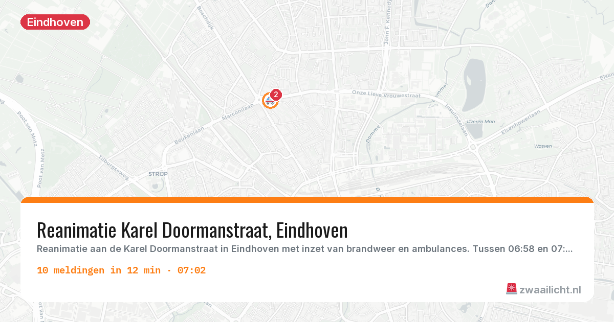 Kaart van de activiteitspiek bij Eindhoven