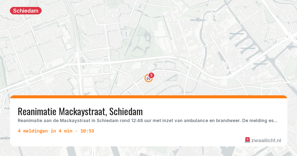 Kaart van de activiteitspiek bij Schiedam