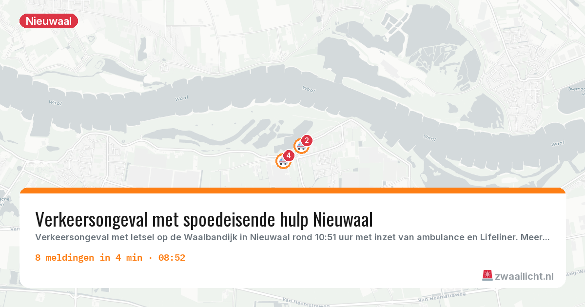 Kaart van de activiteitspiek bij Nieuwaal