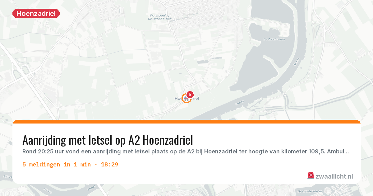 Kaart van de activiteitspiek bij Hoenzadriel