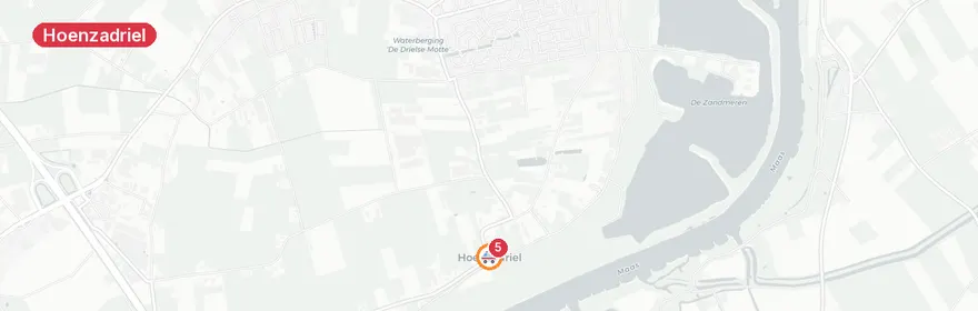 Kaart van Aanrijding met letsel op A2 Hoenzadriel