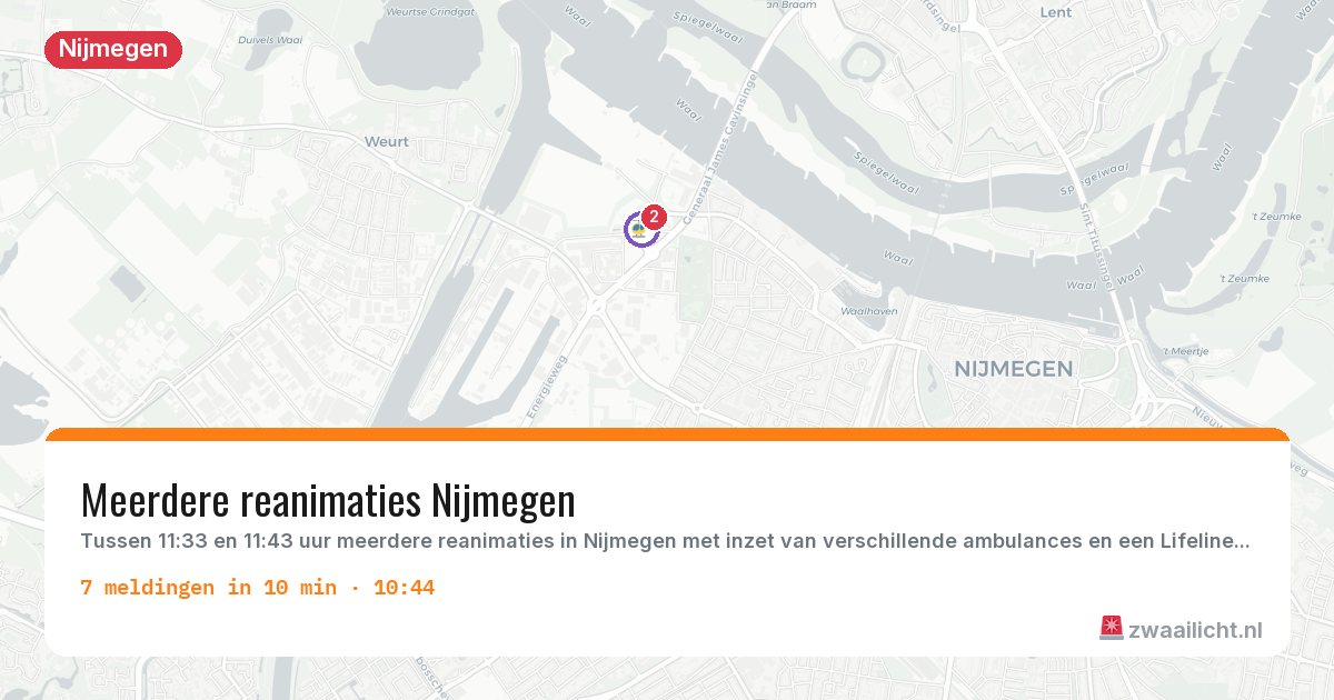 Kaart van de activiteitspiek bij Nijmegen