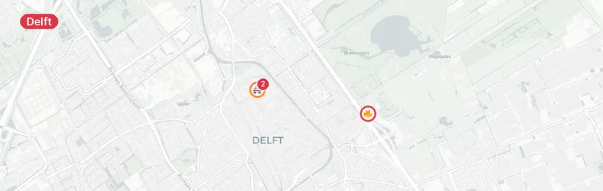 Kaart van Ongeval met letsel Kantoorgracht Delft