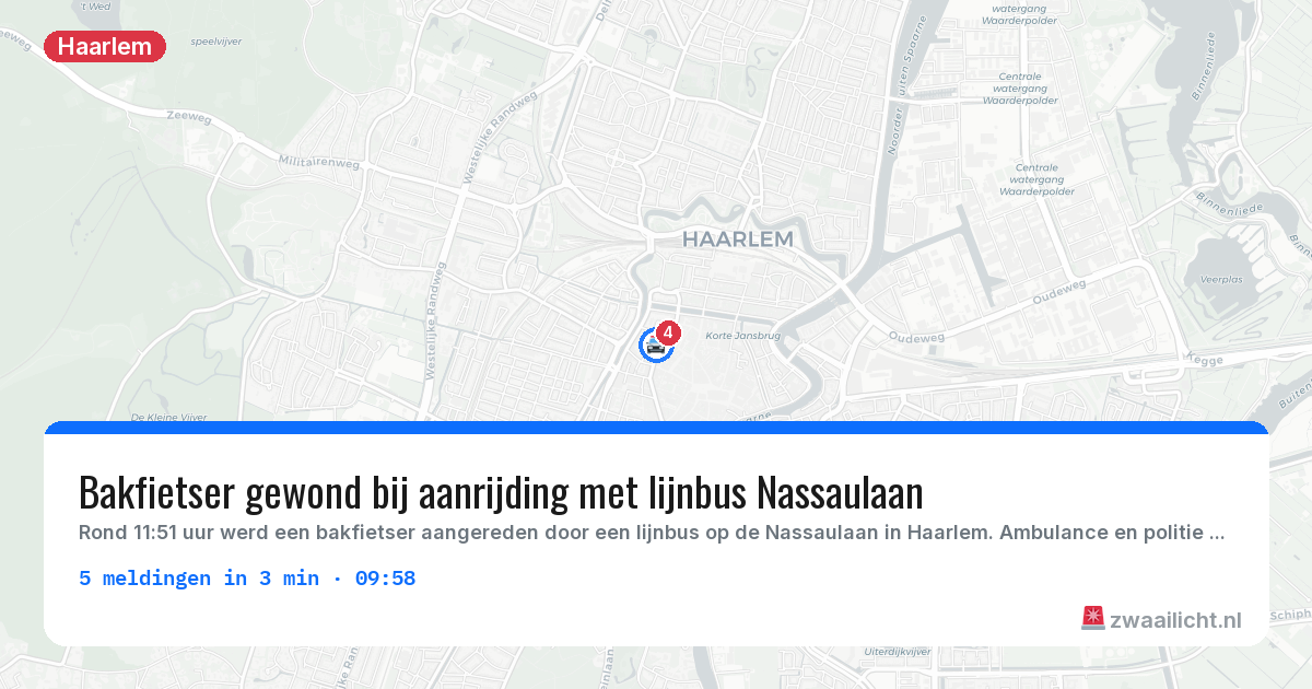 Kaart van de activiteitspiek bij Haarlem