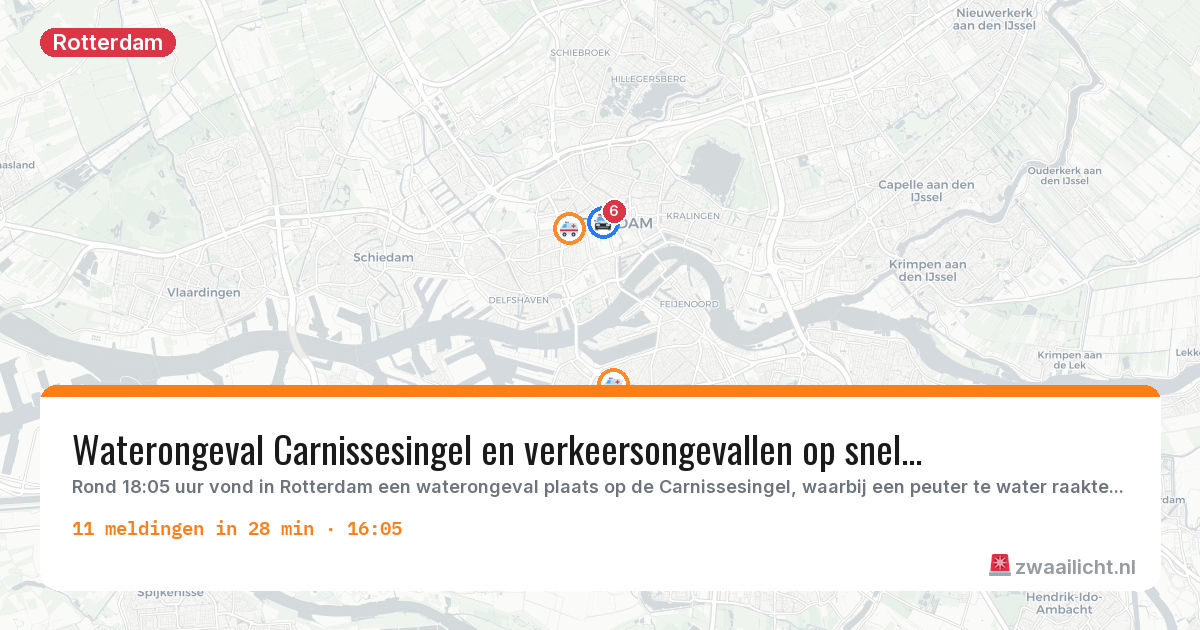 Kaart van de activiteitspiek bij Rotterdam