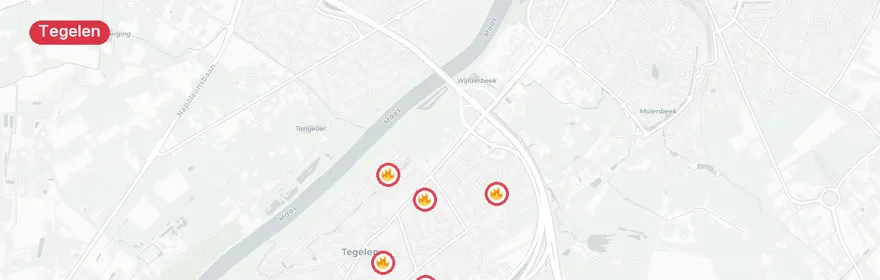 Kaart van Stormschade en wateroverlast in Tegelen