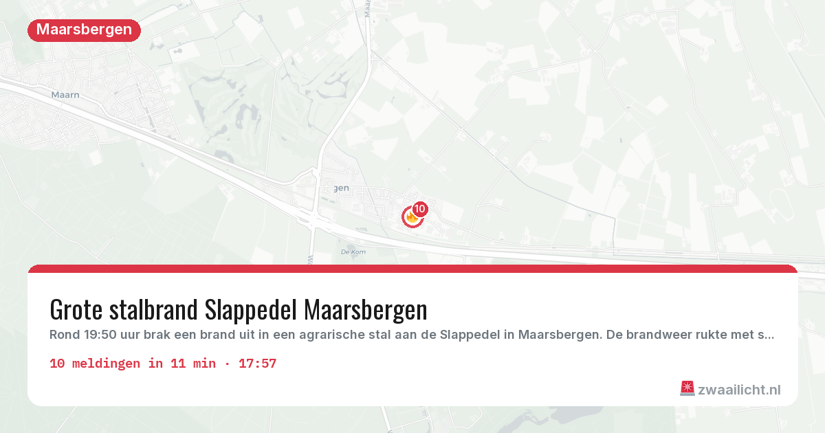 Kaart van de activiteitspiek bij Maarsbergen
