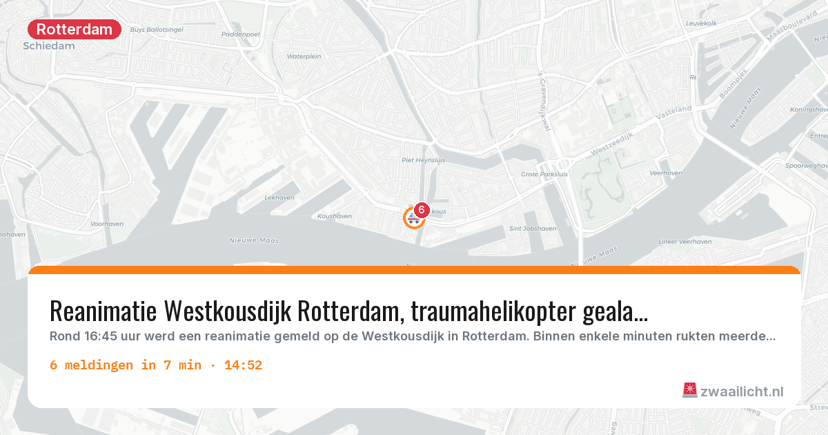 Kaart van de activiteitspiek bij Rotterdam