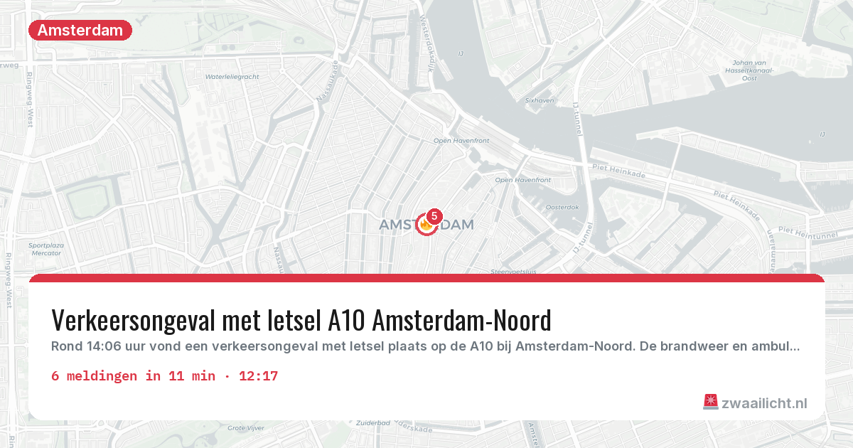 Kaart van de activiteitspiek bij Amsterdam