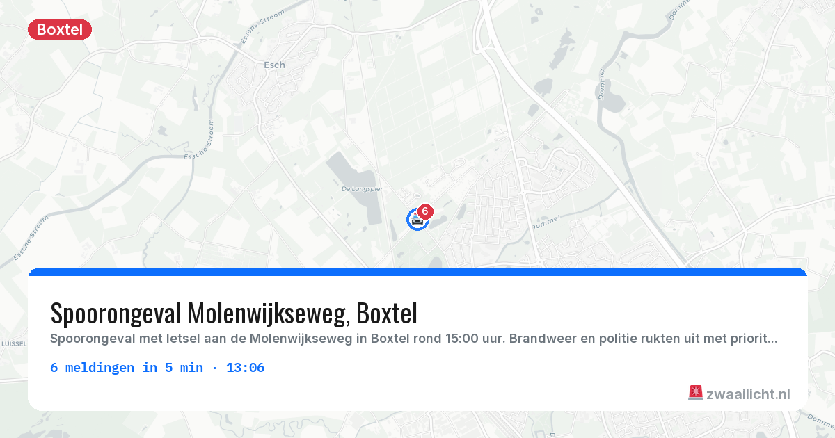 Kaart van de activiteitspiek bij Boxtel