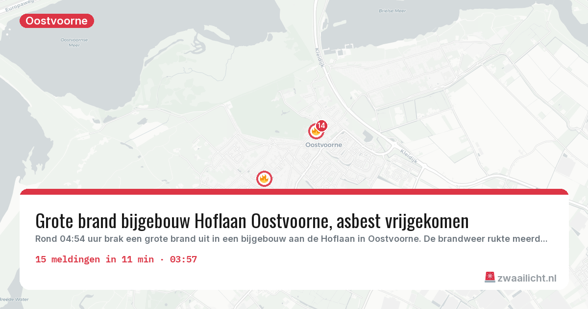 Kaart van de activiteitspiek bij Oostvoorne