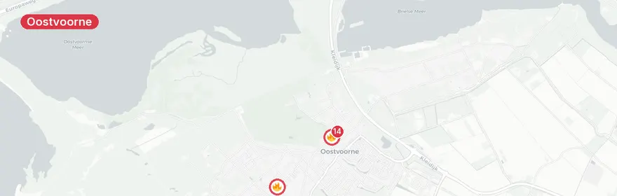 Kaart van Grote brand bijgebouw Hoflaan Oostvoorne, asbest vrijgekomen