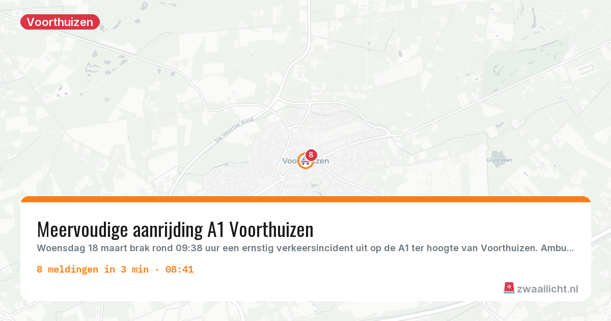 Kaart van de activiteitspiek bij Voorthuizen