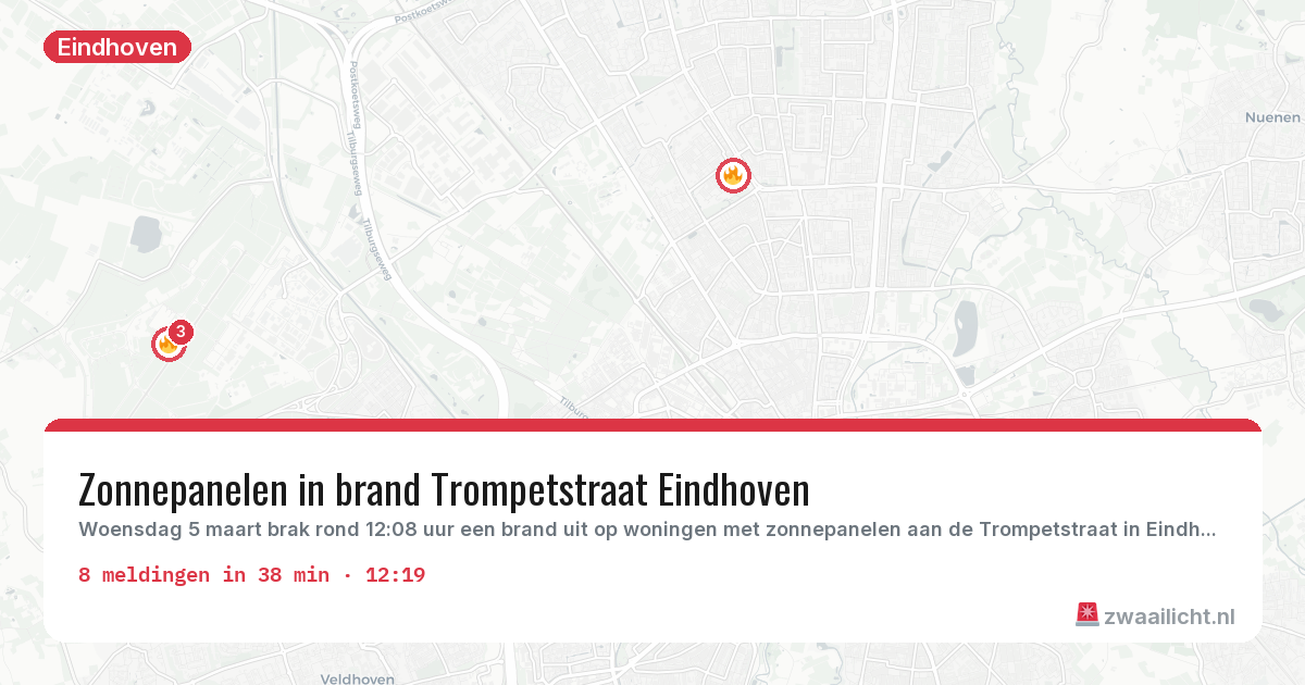 Kaart van de activiteitspiek bij Eindhoven