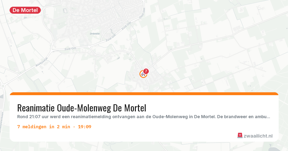 Kaart van de activiteitspiek bij De Mortel