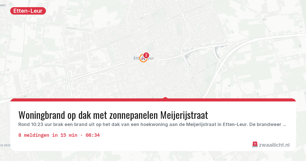Kaart van de activiteitspiek bij Etten-Leur