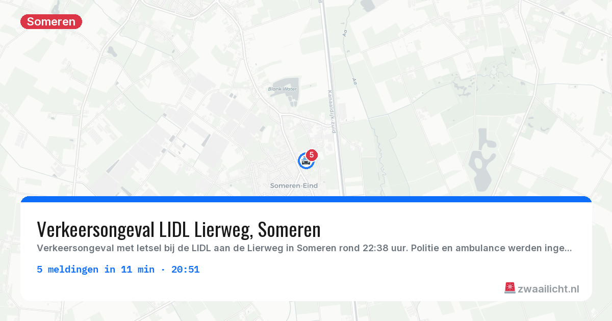 Kaart van de activiteitspiek bij Someren
