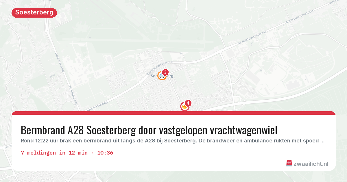 Kaart van de activiteitspiek bij Soesterberg