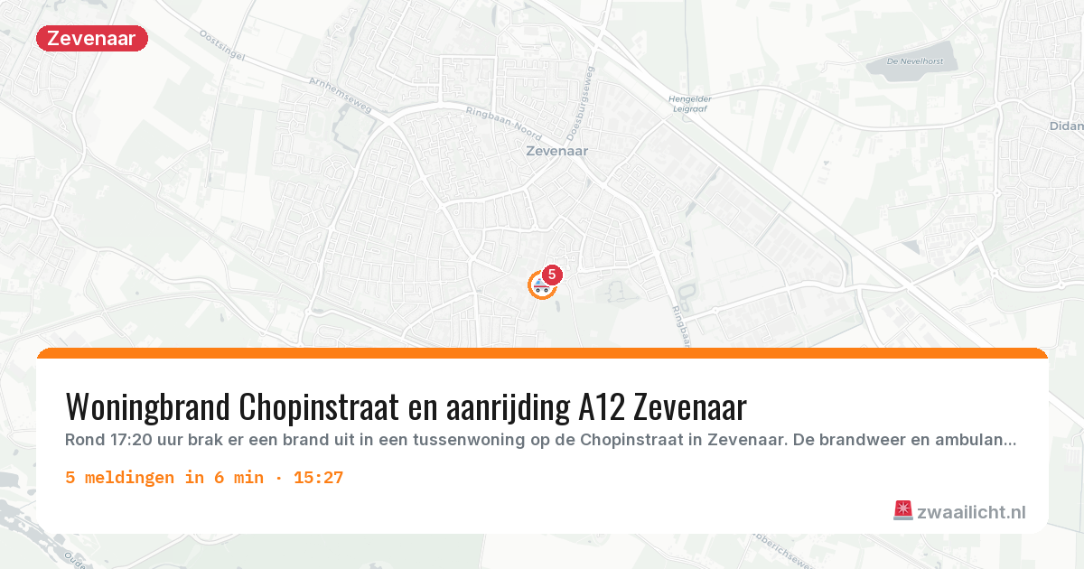Kaart van de activiteitspiek bij Zevenaar
