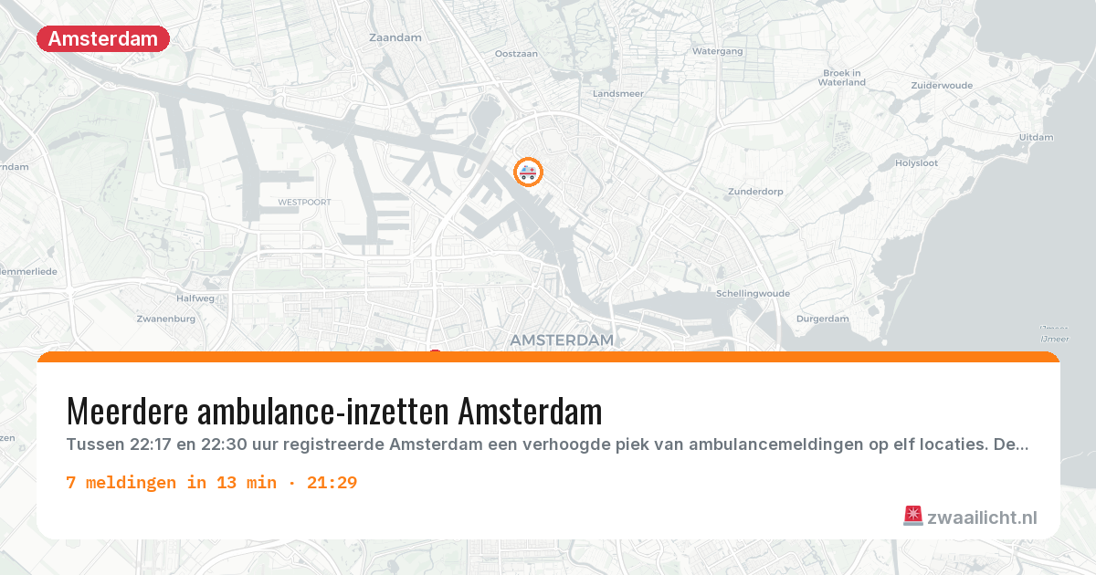 Kaart van de activiteitspiek bij Amsterdam